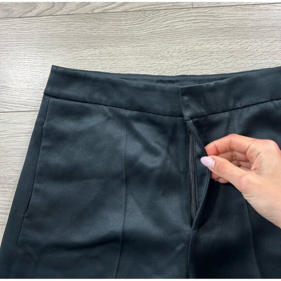 ETRO 2022 Satin Flared Black Wide-Leg Black Viscose Elegant Trouser Pants - Picture 8 of 15